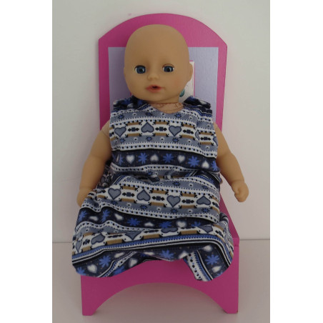 slaapzak blauw hartjes mini baby annabell 30cm