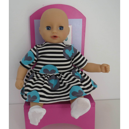 jurk korte mouw gestreept baby annabell 30cm