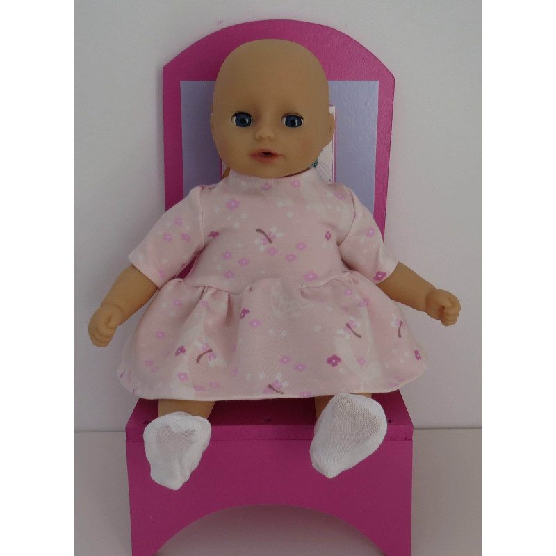 jurk korte mouw licht roze baby annabell 30cm