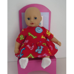 jurk korte mouw rood cijfers baby annabell 30cm