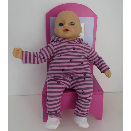 capuchontrui setje roze gestreept baby annabell 30cm