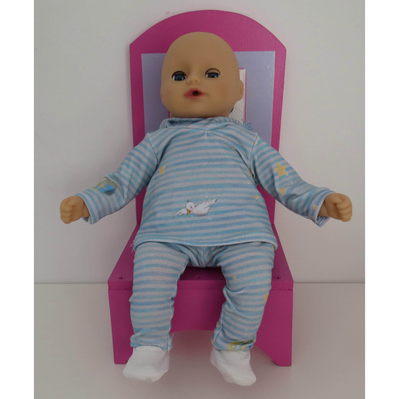 capuchontrui setje blauw gestreept baby annabell 30cm