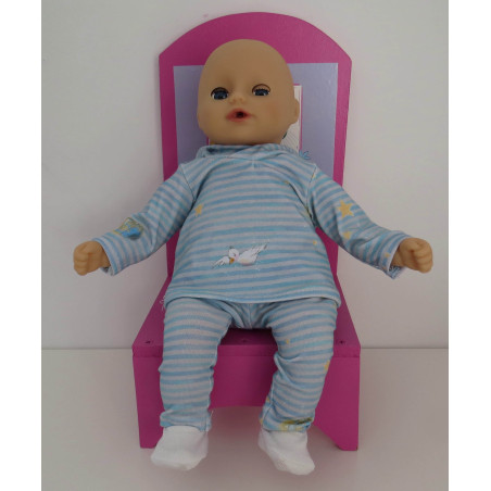 capuchontrui setje blauw gestreept baby annabell 30cm