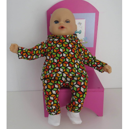 capuchontrui setje geblokt baby annabell 30cm