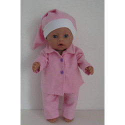 flannelen pyjama roze met lila baby born 43cm