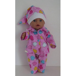 flannelen pyjama roze baby born 43cm