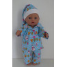 flannelen pyjama blauw konijn baby born 43cm