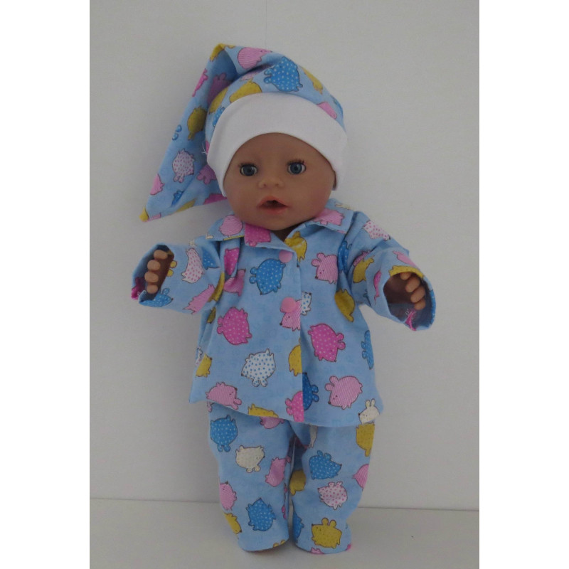 flannelen pyjama blauw baby born 43cm