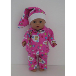 flannelen pyjama roze beer baby born 43cm