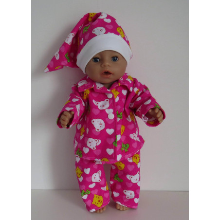 flannelen pyjama roze winnie the pooh baby born 43cm