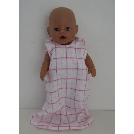 flannelen slaapzak ruit roze baby born 43cm