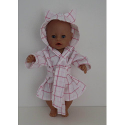 flannelen ochtendjas ruit roze baby born 43cm