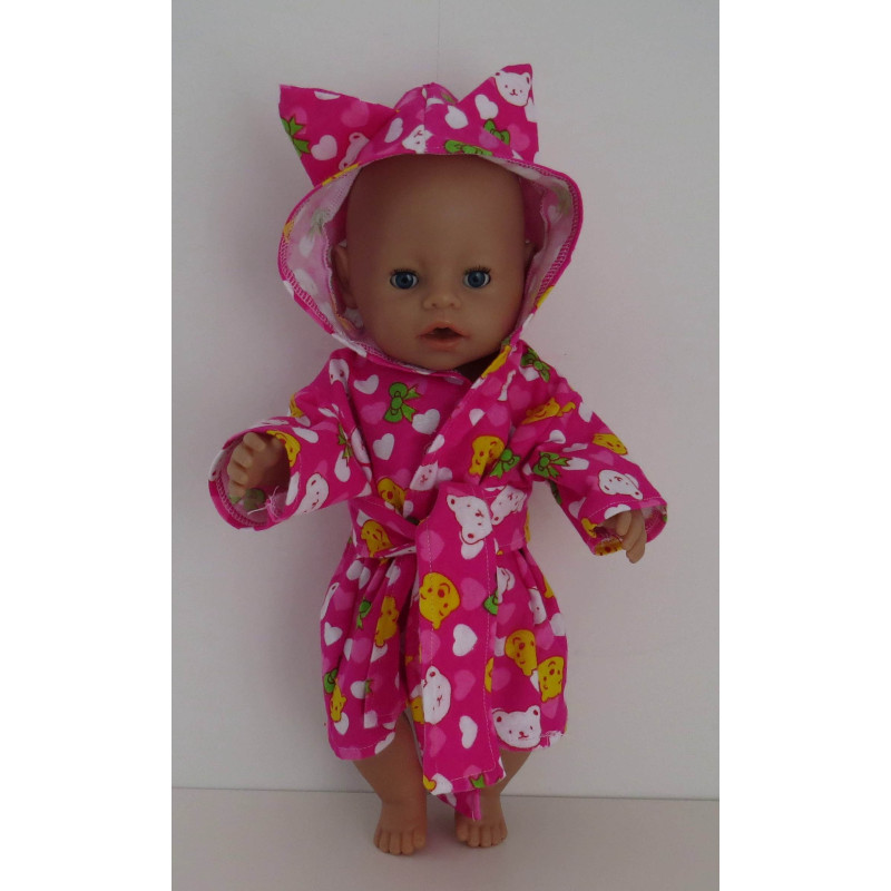 flannelen ochtendjas roze winnie the pooh baby born 43cm