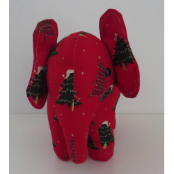 knuffel olifant staand kerst rood