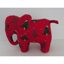 knuffel olifant staand kerst rood