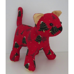 knuffel kat rood kerst 35/25cm