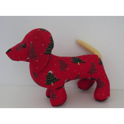 knuffel teckel rood kerst...