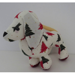 knuffel teckel wit kerst  30/25cm