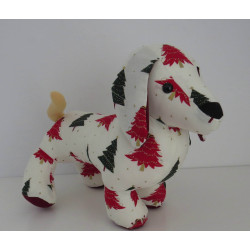 knuffel teckel wit kerst  30/25cm