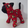 knuffel kat rood kerstbellen 35/25cm