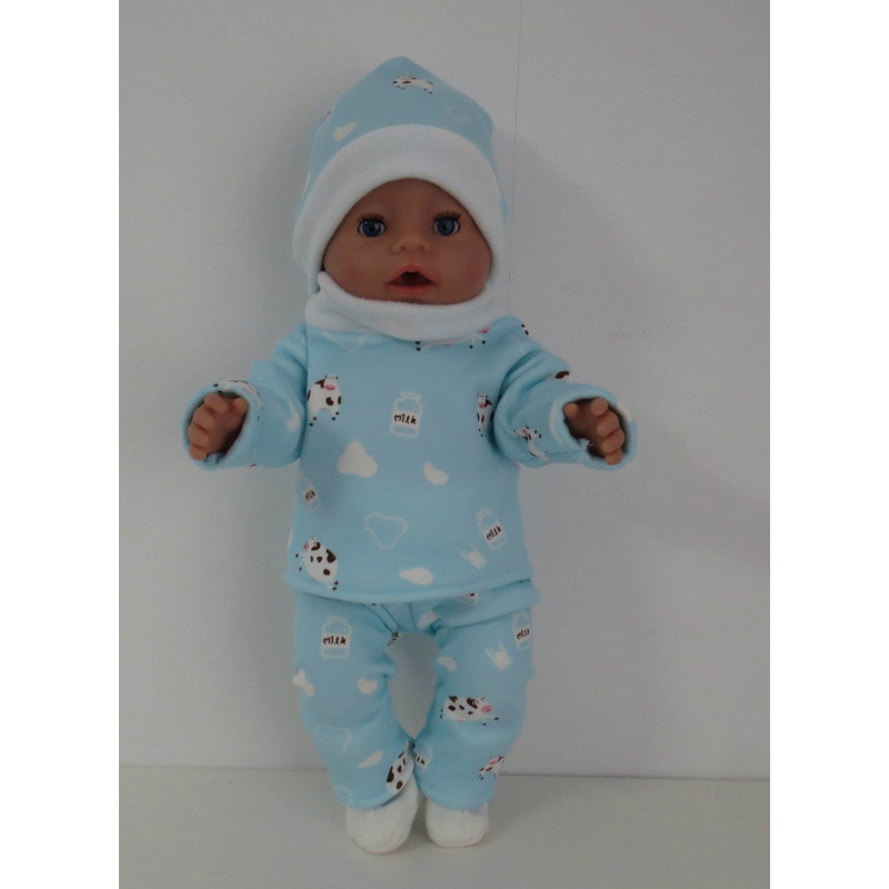 wintertrui set blauw koe baby born 43cm