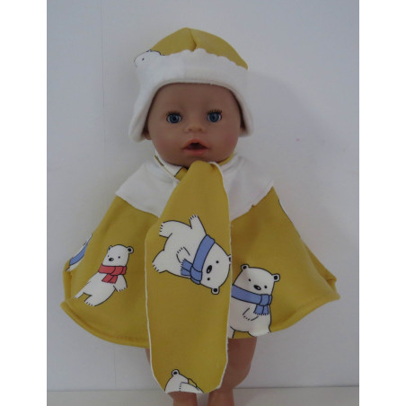 poncho geel beren baby born 43cm