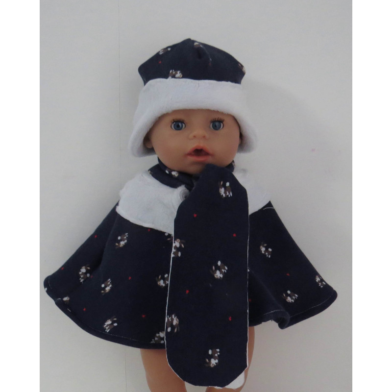 poncho blauw konijnen baby born 43cm