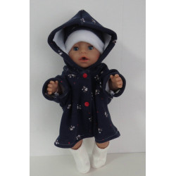 winterjas met muts en sjaal blauw konijn baby born 43cm