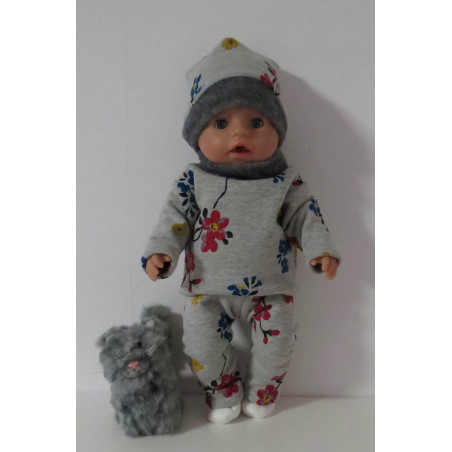 wintertrui set grijs bloemen baby born 43cm