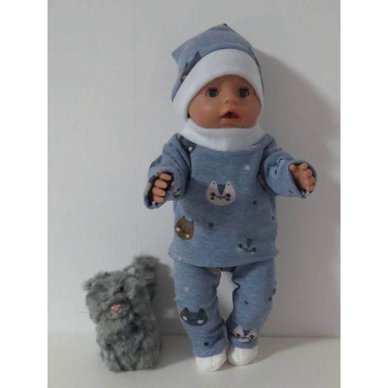 wintertrui set blauw kat baby born 43cm