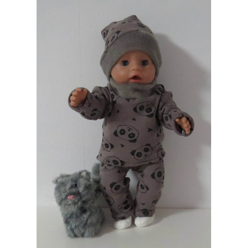 wintertrui set grijs panda baby born 43cm