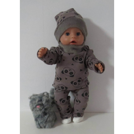 wintertrui set grijs panda baby born 43cm