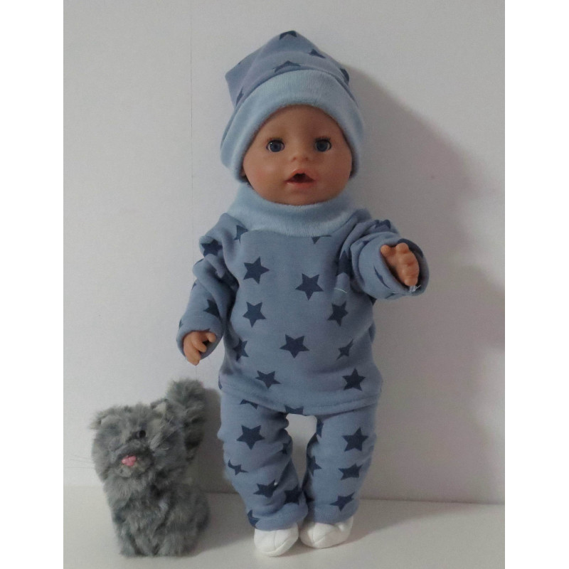 wintertrui set blauw sterren baby born 43cm