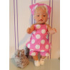 halterjurk setje roze polka dots groot  baby born 43cm