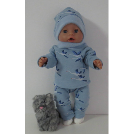 wintertrui set blauw vogels baby born 43cm