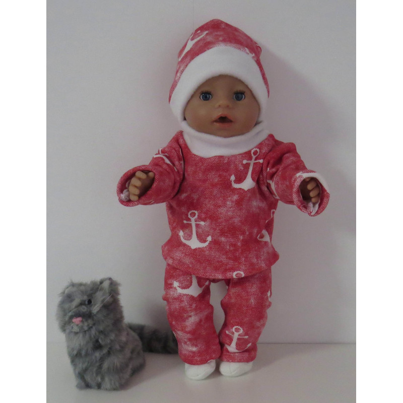 wintertrui set rood ankers baby born 43cm