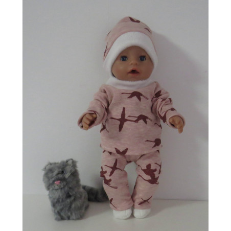 wintertrui set roze vogels baby born 43cm