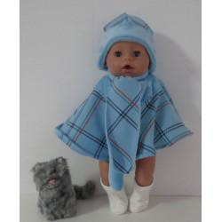 poncho blauw geruit baby...