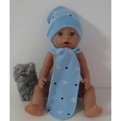 wintermuts met sjaal blauw eiffeltoren baby born 43cm