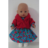 winterjurk setje licht blauw bloemen rood baby born 43cm