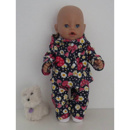 tussenjas met broek blauw lieveheersbeestjes baby born 43cm