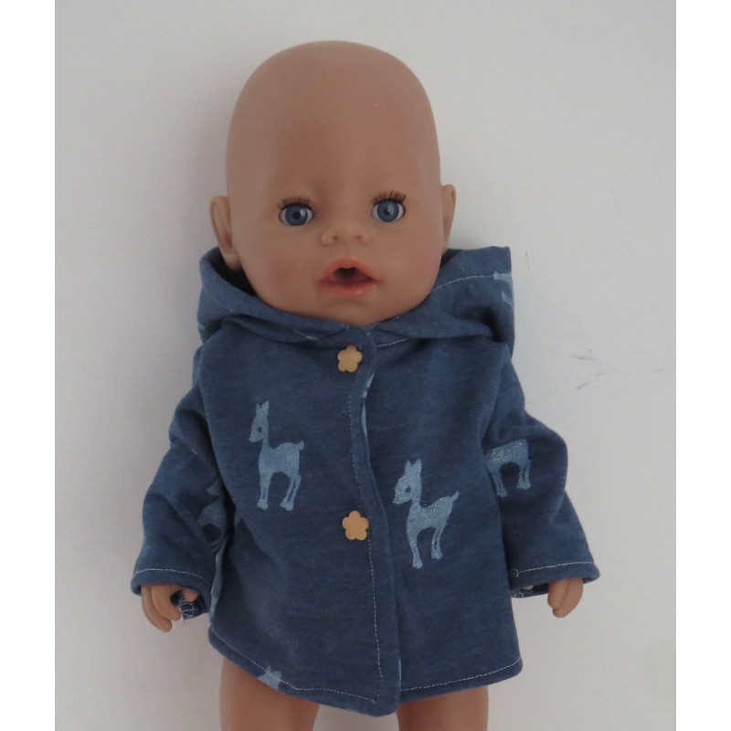 tussenjas donker blauw hertje baby born 43cm