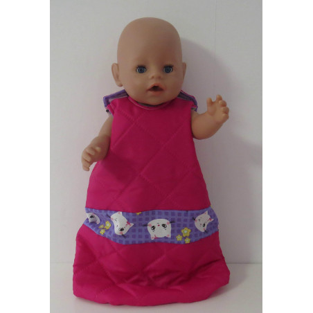 gewatteerde slaapzak hard roze lila kat baby born 43cm