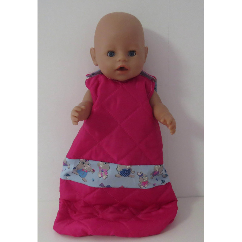 gewatteerde slaapzak hard roze konijnen baby born 43cm
