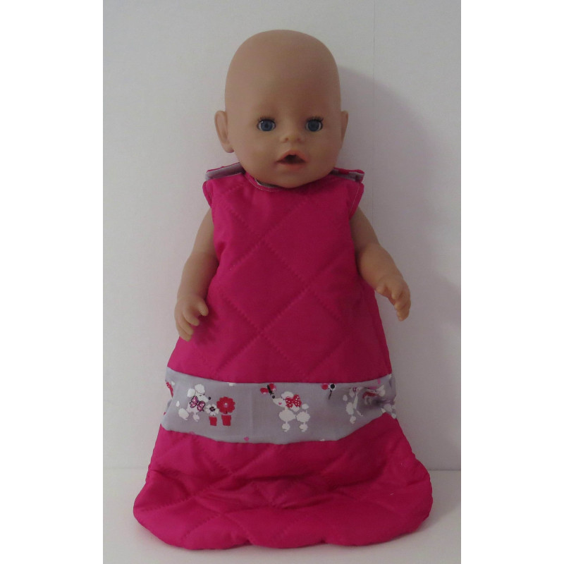 gewatteerde slaapzak hard roze poedel baby born 43cm
