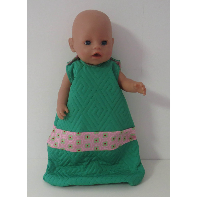gewatteerde slaapzak groen roze bloemen groen baby born 43cm