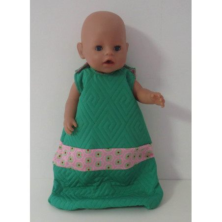 gewatteerde slaapzak groen roze bloemen groen baby born 43cm