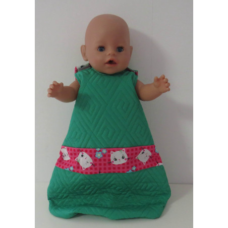 gewatteerde slaapzak groen roze kat baby born 43cm
