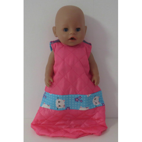 gewatteerde slaapzak roze kat blauw baby born 43cm
