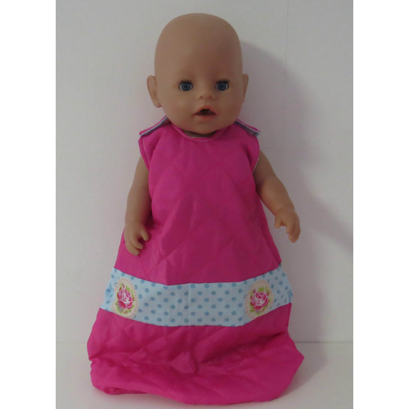 gewatteerde slaapzak hard roze blauw roosjes baby born 43cm